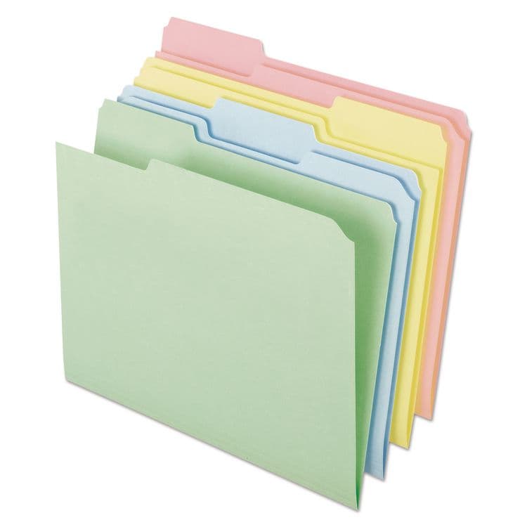 TOPS BUSINESS FORMS Pastel Colored File Folders, 1/3-Cut Tabs: Assorted, Letter Size, Assorted Colors, 100/Box (PFXC2113PASR)