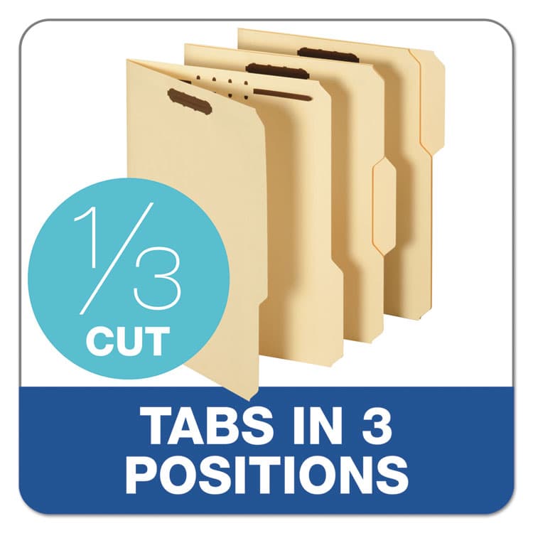 TOPS BUSINESS FORMS Top Tab Fastener Folder, 1/3-Cut Tab: Assorted, Expands 0.75", 2 Fasteners, Letter Size, Manila, 50/Box (PFX1453718PT) thumbnail 4