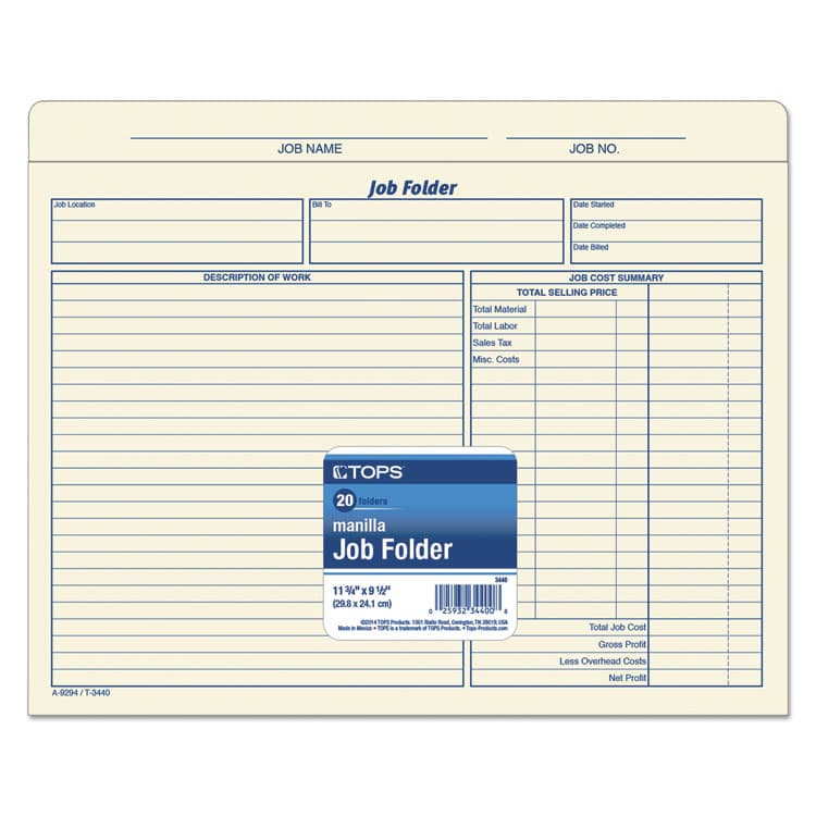 TOPS BUSINESS FORMS Job Folder, Straight Tabs, Letter Size, Manila, 20/Pack (TOP3440) thumbnail 2