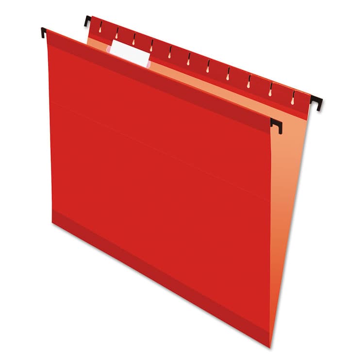 TOPS BUSINESS FORMS SureHook Hanging Folders, Letter Size, 1/5-Cut Tabs, Red, 20/Box (PFX615215RED)