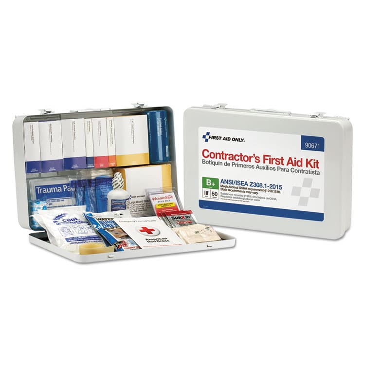 FIRST AID ONLY, . Contractor ANSI Class B First Aid Kit for 50 People, 254 Pieces, Metal Case (FAO90671)