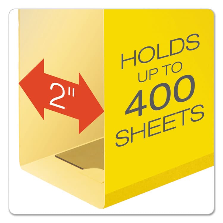 TOPS BUSINESS FORMS Extra Capacity Reinforced Hanging File Folders with Box Bottom, 2" Capacity, Letter Size, 1/5-Cut Tabs, Yellow, 25/Box (PFX4152X2YEL) thumbnail 2