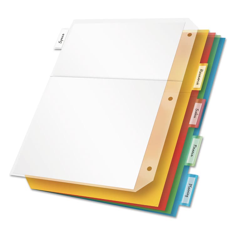 CARDINAL BRANDS . Poly Ring Binder Pockets, 8.5 x 11, Letter, Assorted Colors, 5/Pack (CRD84009)