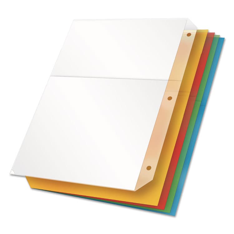 CARDINAL BRANDS . Poly Ring Binder Pockets, 8.5 x 11, Assorted Colors, 5/Pack (CRD84007)