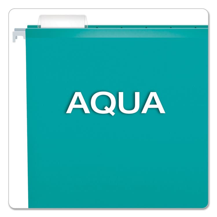 TOPS BUSINESS FORMS Colored Reinforced Hanging Folders, Letter Size, 1/5-Cut Tabs, Aqua, 25/Box (PFX415215AQU) thumbnail 3