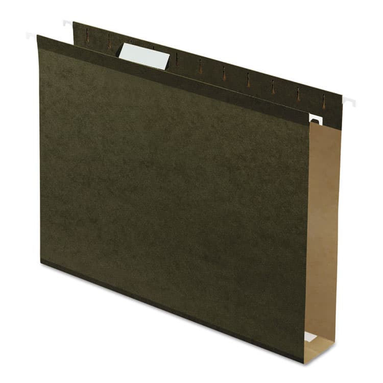 TOPS BUSINESS FORMS Extra-Capacity Reinforced Hanging File Folders with Box Bottom, 2" Capacity, Letter Size, 1/5-Cut Tabs, Green, 25/Box (PFX4152X2)