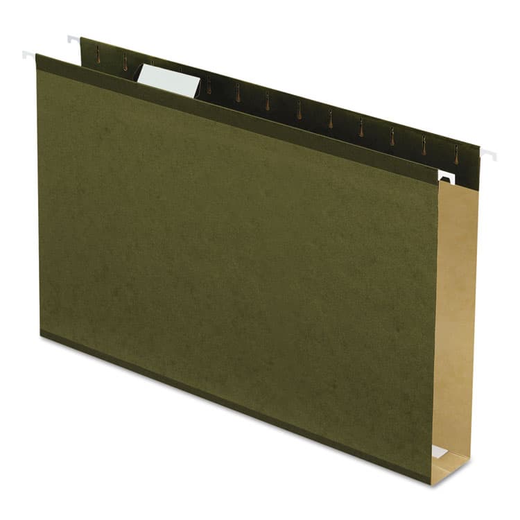 TOPS BUSINESS FORMS Extra-Capacity Reinforced Hanging File Folders with Box Bottom, 2" Capacity, Legal Size, 1/5-Cut Tabs, Green, 25/Box (PFX4153X2)