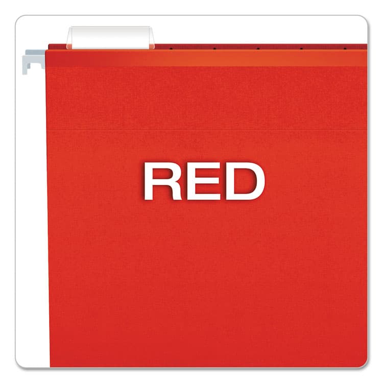 TOPS BUSINESS FORMS Colored Reinforced Hanging Folders, Letter Size, 1/5-Cut Tabs, Red, 25/Box (PFX415215RED) thumbnail 3