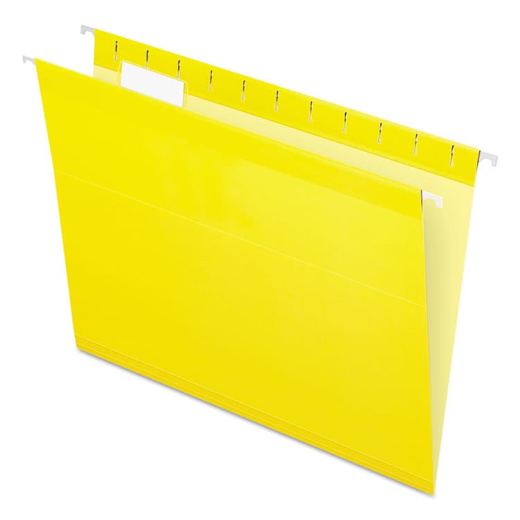 TOPS BUSINESS FORMS Colored Reinforced Hanging Folders, Letter Size, 1/5-Cut Tabs, Yellow, 25/Box (PFX415215YEL)