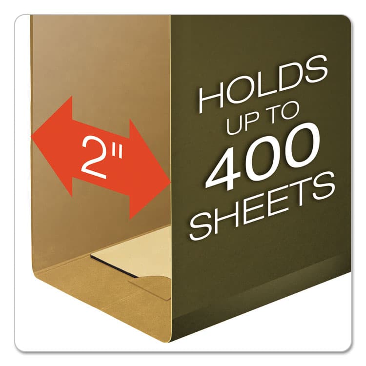 TOPS BUSINESS FORMS Extra-Capacity Reinforced Hanging File Folders with Box Bottom, 2" Capacity, Legal Size, 1/5-Cut Tabs, Green, 25/Box (PFX4153X2) thumbnail 2