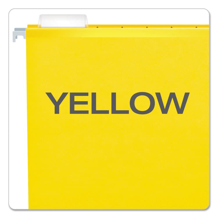 TOPS BUSINESS FORMS Colored Reinforced Hanging Folders, Letter Size, 1/5-Cut Tabs, Yellow, 25/Box (PFX415215YEL) thumbnail 3