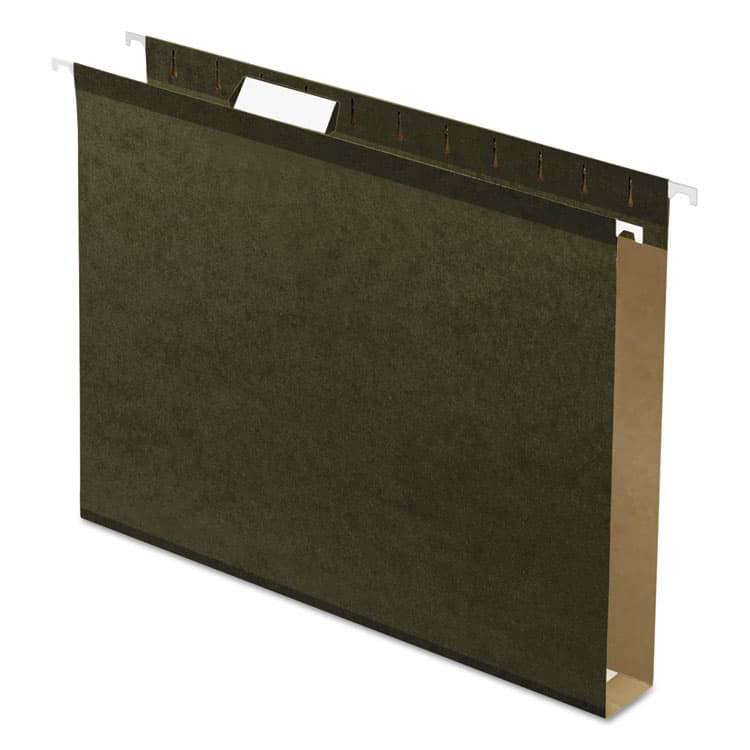 TOPS BUSINESS FORMS Extra Capacity Reinforced Hanging File Folders with Box Bottom, 1" Capacity, Letter Size, 1/5-Cut Tabs, Green, 25/Box (PFX4152X1)