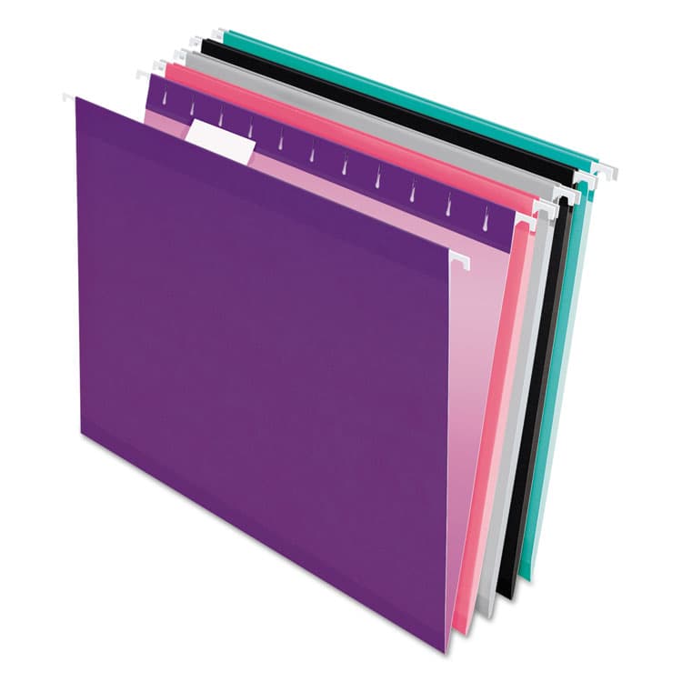 TOPS BUSINESS FORMS Colored Reinforced Hanging Folders, Letter Size, 1/5-Cut Tabs, Assorted Bold Colors, 25/Box (PFX415215ASST2)