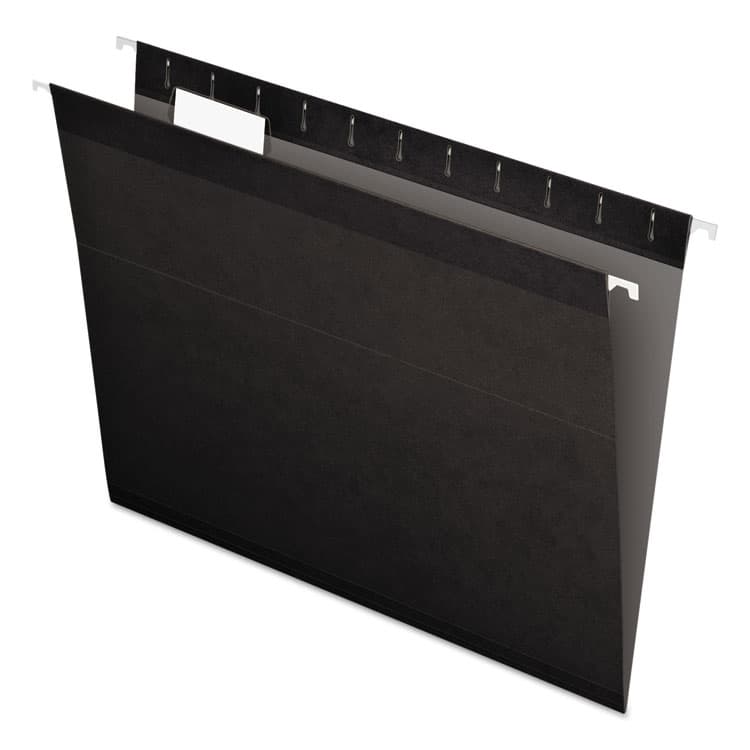 TOPS BUSINESS FORMS Colored Reinforced Hanging Folders, Letter Size, 1/5-Cut Tabs, Black, 25/Box (PFX415215BLA)