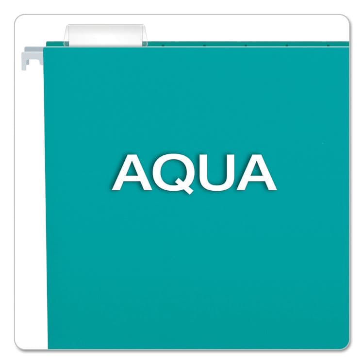 TOPS BUSINESS FORMS Colored Hanging Folders, Letter Size, 1/5-Cut Tabs, Aqua, 25/Box (PFX81616) thumbnail 3