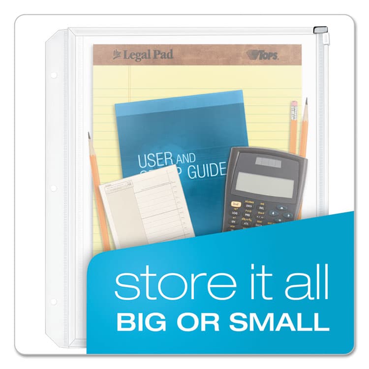 CARDINAL BRANDS . Expanding Zipper Binder Pockets, 8.5 x 11, Clear, 3/Pack (CRD14201) thumbnail 2