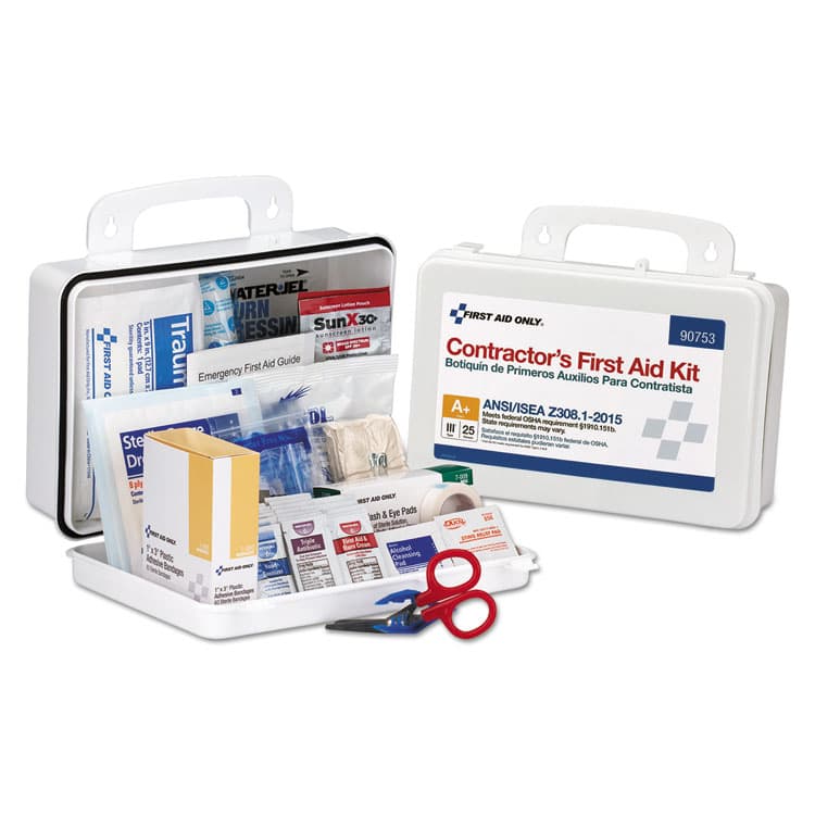 FIRST AID ONLY, . Contractor ANSI Class A+ First Aid Kit for 25 People, 128 Pieces, Plastic Case (FAO90753)