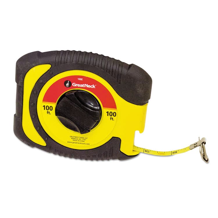 GREAT NECK SAW MFG. English Rule Measuring Tape, 0.38" x 100 ft, Steel, Yellow (GNS100E)