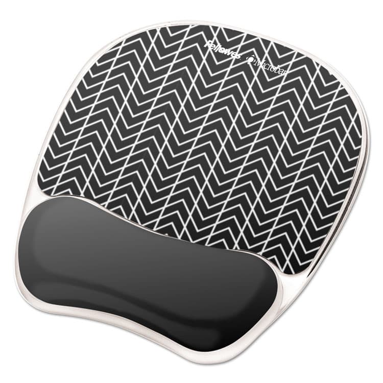 FELLOWES MFG. CO. Photo Gel Mouse Pad with Wrist Rest with Microban Protection, 7.87 x 9.25, Chevron Design (FEL9549901)
