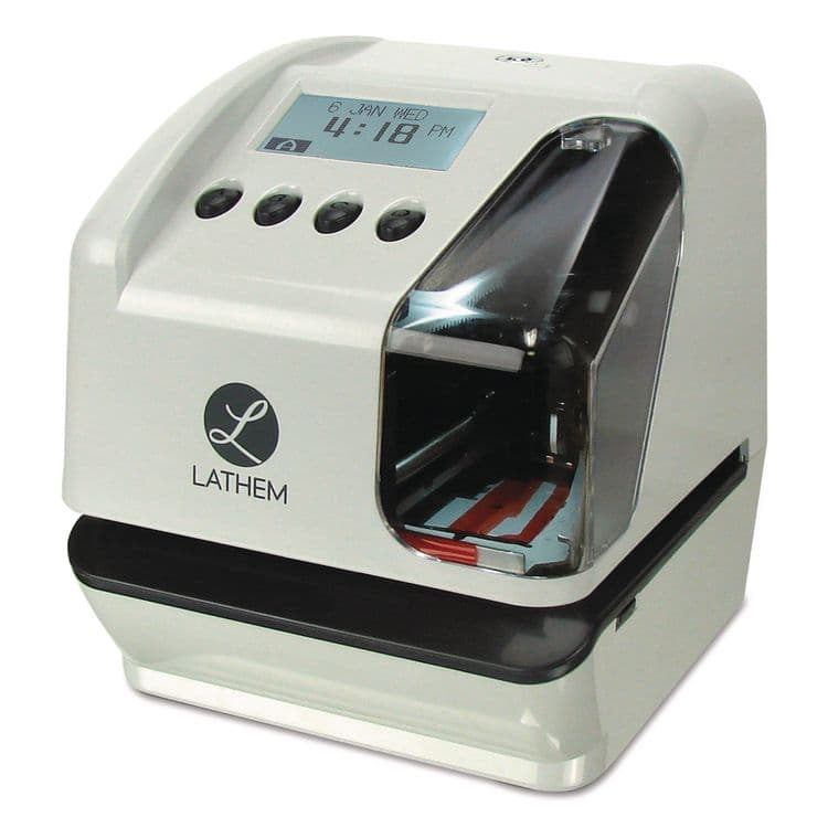 LATHEM TIME CORPORATION LT5000 Electronic Time and Date Stamp, Digital Display, Cool Gray (LTHLT5000)