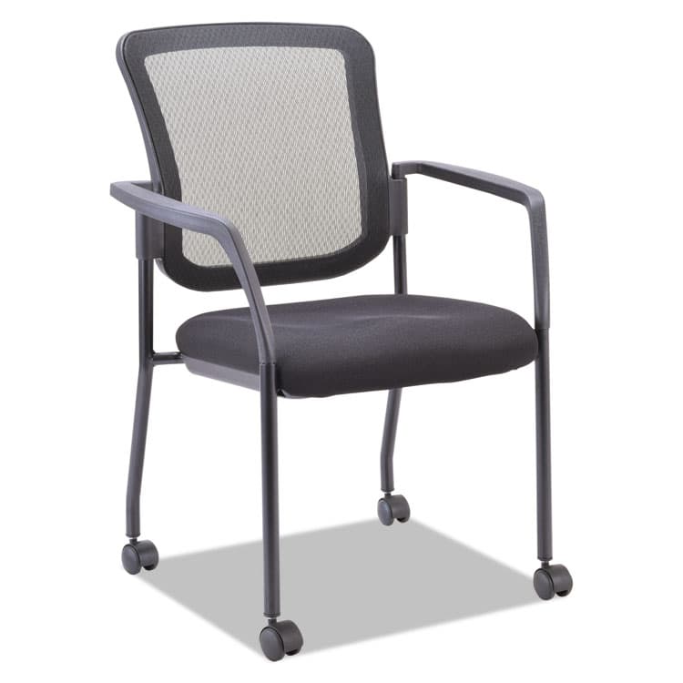 ALERA Alera Elusion Series Mesh Back Stacking Guest Chair, 26" x 25.6" x 36.2", Black Seat, Black Back, Black Base (ALEEL4314) thumbnail 4