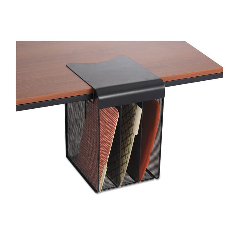 SAFCO PRODUCTS Onyx Hanging Organizer, Solid Top Vertical, 3 Compartments, Steel Mesh, 14.75 x 11.75 x 9.25, Black (SAF3243BL)