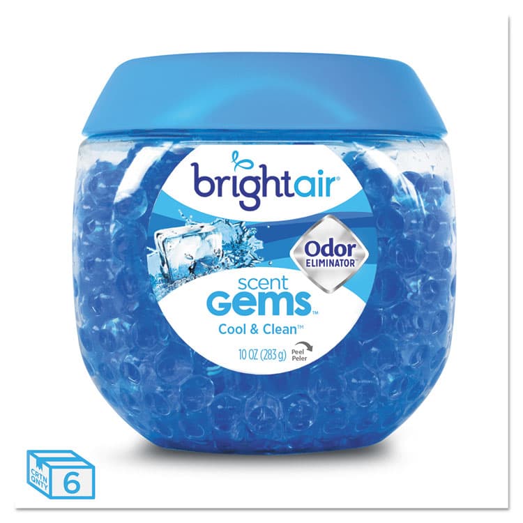 BRIGHT AIR Scent Gems Odor Eliminator, Cool and Clean, Blue, 10 oz Jar, 6/Carton (BRI900228CT) thumbnail 2
