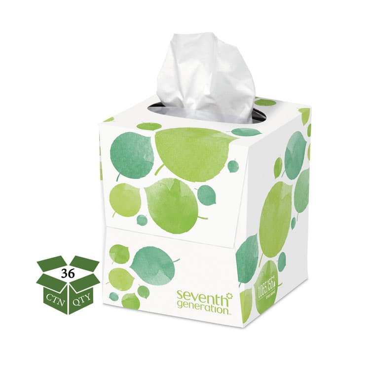 SEVENTH GENERATION 100% Recycled Facial Tissue, 2-Ply, White, 85 Sheets/Box, 36 Boxes/Carton (SEV13719CT)