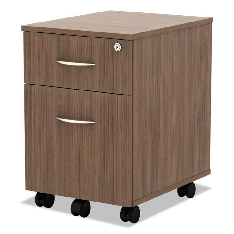 ALERA Alera Valencia Series Mobile Pedestal, Left/Right, 2-Drawers: Box/File, Legal/Letter, Modern Walnut, 15.88" x 19.13" x 22.88" (ALEVABFWA) thumbnail 3