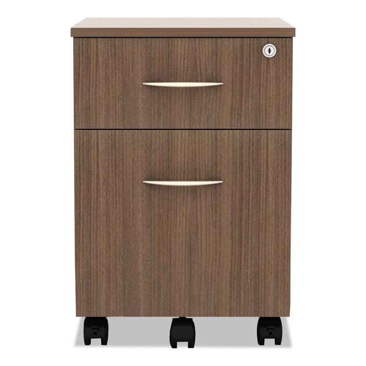 ALERA Alera Valencia Series Mobile Pedestal, Left/Right, 2-Drawers: Box/File, Legal/Letter, Modern Walnut, 15.88" x 19.13" x 22.88" (ALEVABFWA) thumbnail 2