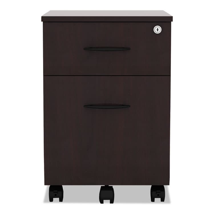 ALERA Alera Valencia Series Mobile Pedestal, Left or Right, 2-Drawers: Box/File, Legal/Letter, Mahogany, 15.88" x 19.13" x 22.88" (ALEVABFMY) thumbnail 2