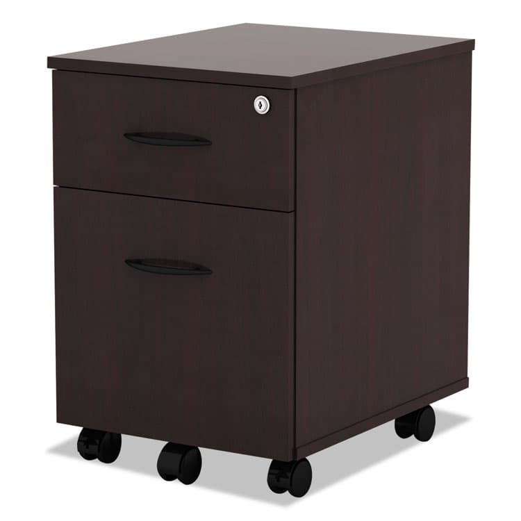 ALERA Alera Valencia Series Mobile Pedestal, Left or Right, 2-Drawers: Box/File, Legal/Letter, Mahogany, 15.88" x 19.13" x 22.88" (ALEVABFMY) thumbnail 3