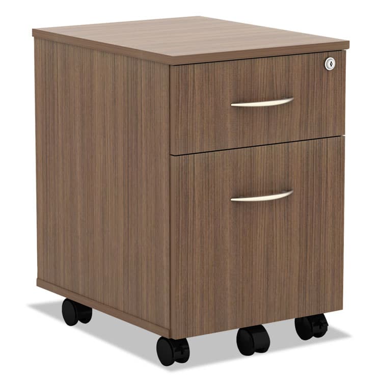 ALERA Alera Valencia Series Mobile Pedestal, Left/Right, 2-Drawers: Box/File, Legal/Letter, Modern Walnut, 15.88" x 19.13" x 22.88" (ALEVABFWA)