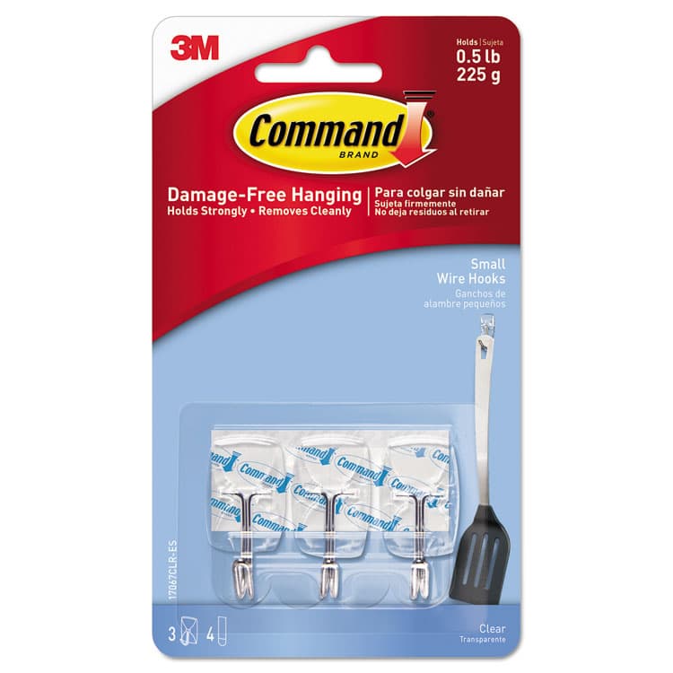 3M/COMMERCIAL TAPE DIV. Small Clear Toggle-Wire Hooks, Metal Wire, Silver/Clear, Supports 0.5 lb, 3/Pack (MMM17067CLRES)