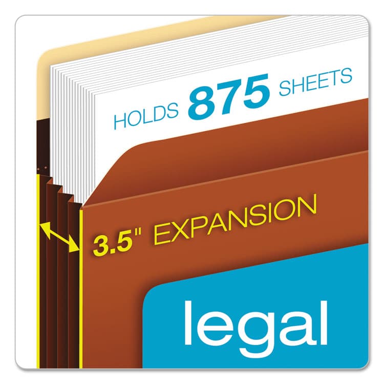 TOPS BUSINESS FORMS Heavy-Duty File Pockets, 3.5" Expansion, Legal Size, Redrope, 25/Box (PFXC1526EHD) thumbnail 2