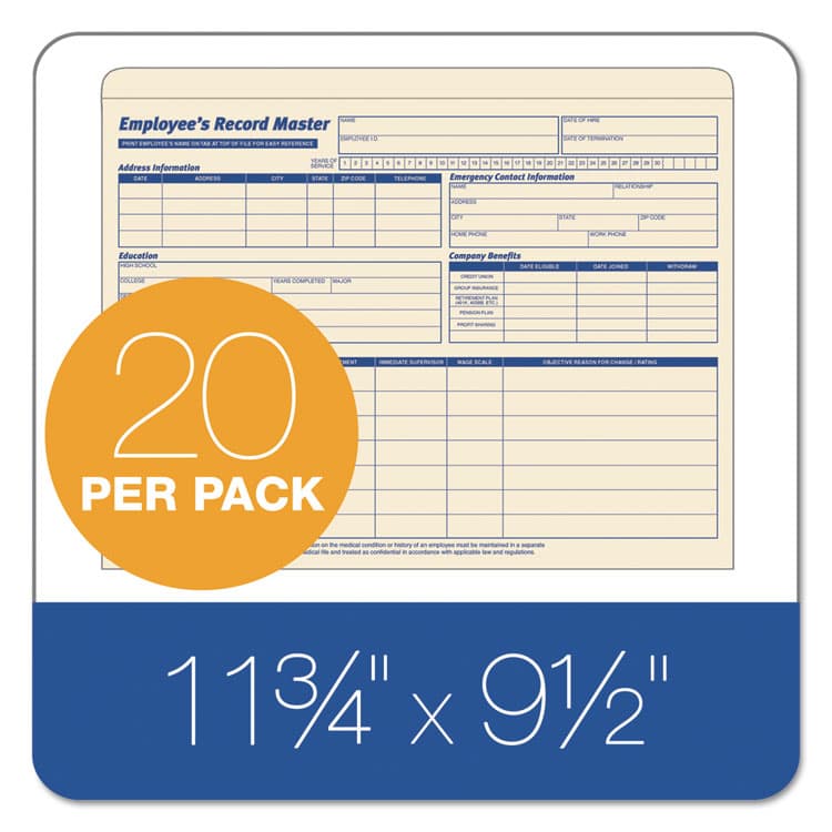 TOPS BUSINESS FORMS Employee Record Master File Jacket, Straight Tab, Letter Size, Manila, 20/Pack (TOP3280) thumbnail 2