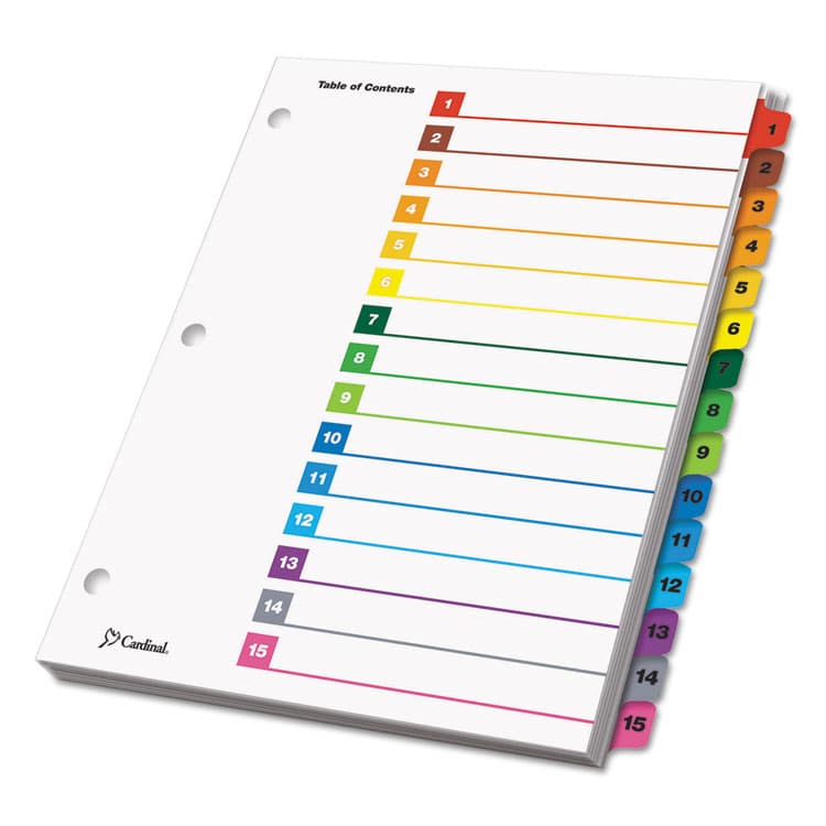 CARDINAL BRANDS . OneStep Printable Table of Contents and Dividers, 15-Tab, 1 to 15, 11 x 8.5, White, Assorted Tabs, 1 Set (CRD61518) thumbnail 2