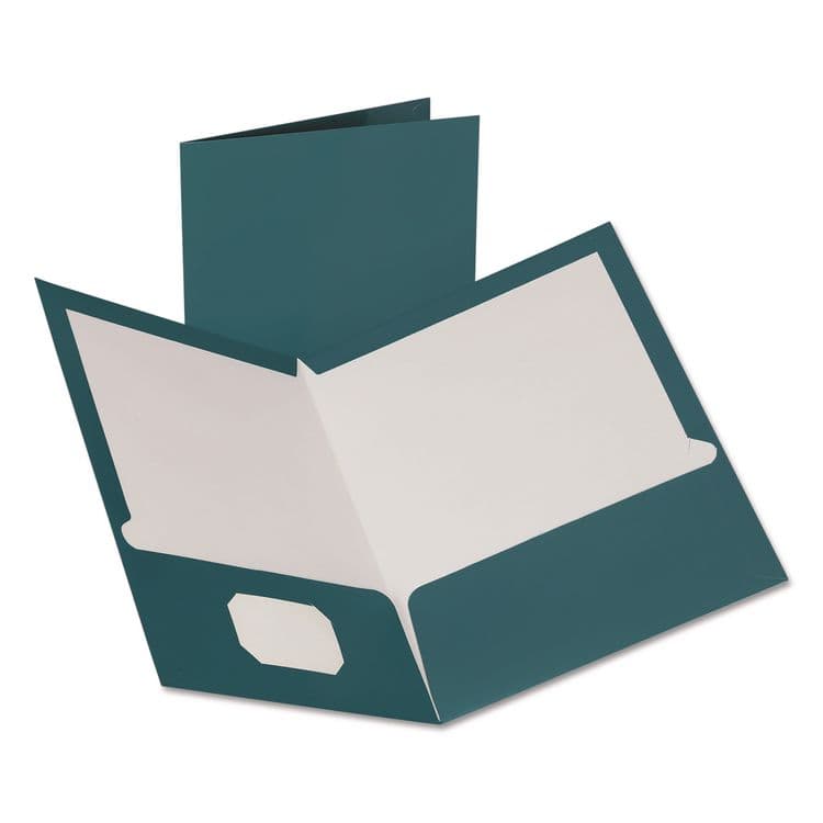 TOPS BUSINESS FORMS Metallic Laminated Twin Pocket Folders, Accommodates (100) 11 x 8.5 Sheets, Teal, 25/Box (OXF5049561)