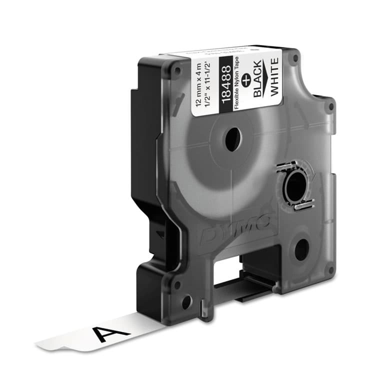 DYMO Rhino Permanent Vinyl Industrial Label Tape, 0.37" x 18 ft, White/Black Print (DYM18443) thumbnail 2