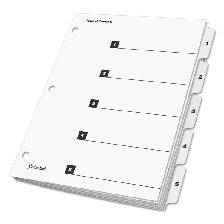 CARDINAL BRANDS . OneStep Printable Table of Contents and Dividers, 5-Tab, 1 to 5, 11 x 8.5, White, White Tabs, 1 Set (CRD60513) thumbnail 2