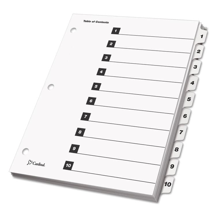 CARDINAL BRANDS . OneStep Printable Table of Contents and Dividers, 10-Tab, 1 to 10, 11 x 8.5, White, White Tabs, 1 Set (CRD61013) thumbnail 2