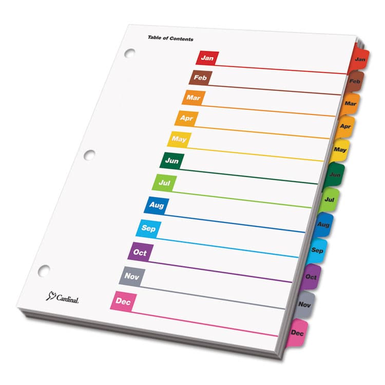 CARDINAL BRANDS . OneStep Printable Table of Contents and Dividers, 12-Tab, Jan. to Dec., 11 x 8.5, White, Assorted Tabs, 1 Set (CRD60318) thumbnail 2