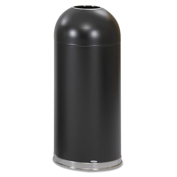 SAFCO PRODUCTS Dome Top Receptacle with Open Top, 15 gal, Steel, Black (SAF9639BL)