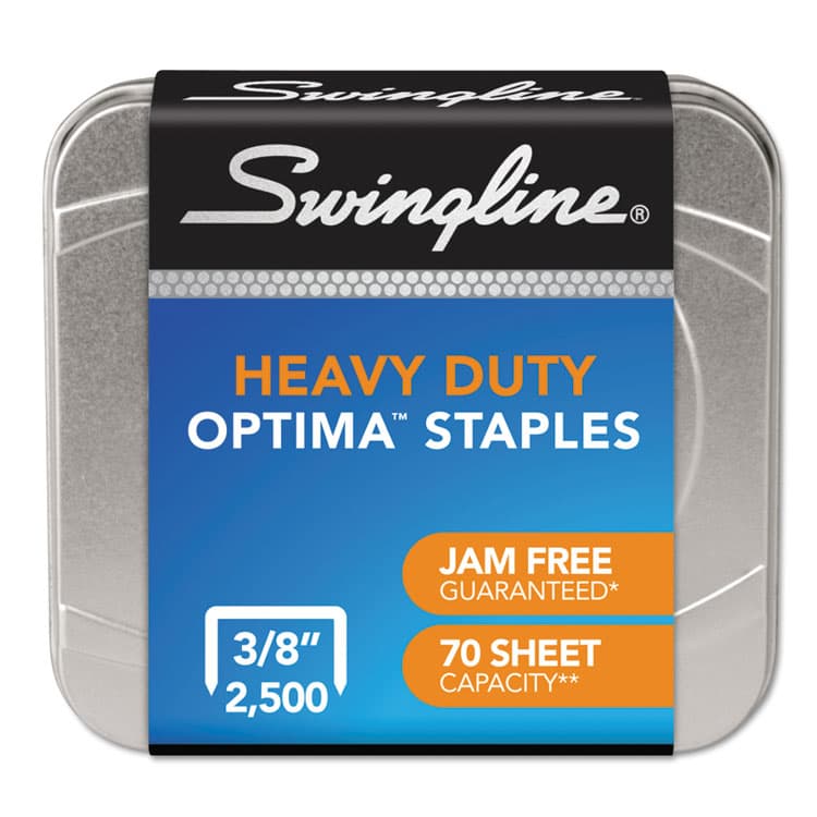 ACCO BRANDS, . Optima High-Capacity Staples, 0.38" Leg, 0.5" Crown, Steel, 125/Strip, 20 Strips/Box (SWI35550) thumbnail 2