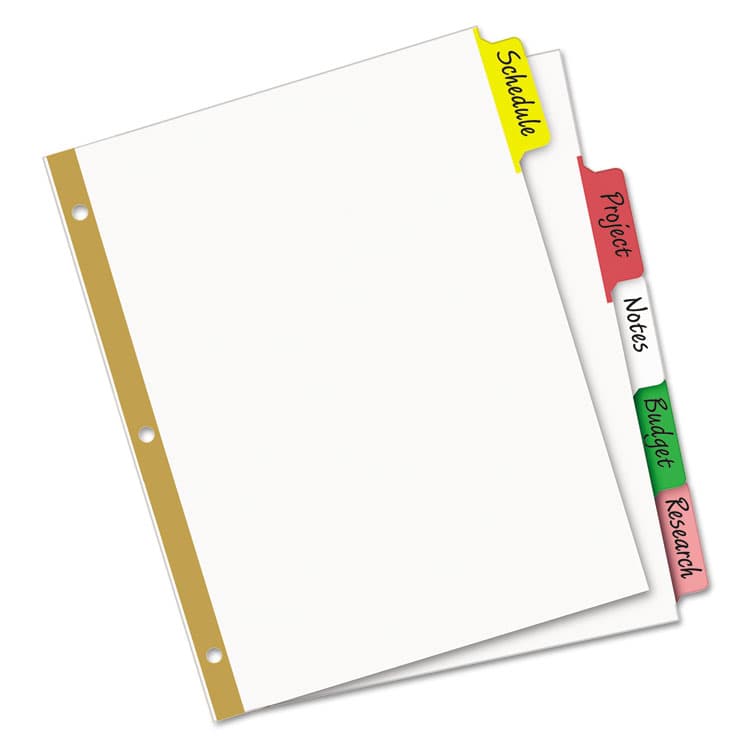 AVERY PRODUCTS CORPORATION Write and Erase Big Tab Paper Dividers, 5-Tab, 11 x 8.5, White, Assorted Tabs, 1 Set (AVE23076) thumbnail 2
