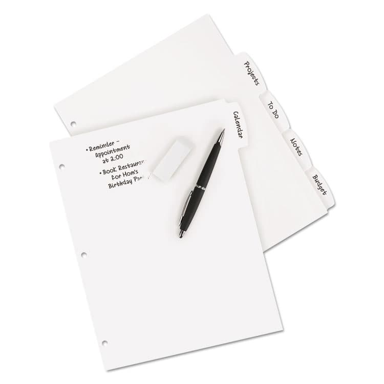 AVERY PRODUCTS CORPORATION Write and Erase Big Tab Durable Plastic Dividers, 3-Hole Punched, 5-Tab, 11 x 8.5, White, 1 Set (AVE16370) thumbnail 3