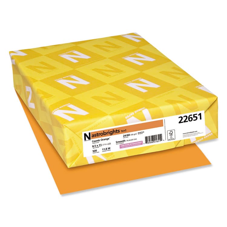 NEENAH PAPER Color Paper, 24 lb Bond Weight, 8.5 x 11, Cosmic Orange, 500/Ream (WAU22651)