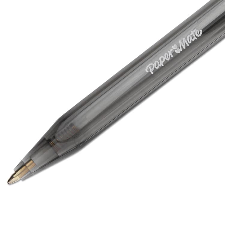 SANFORD InkJoy 100 RT Ballpoint Pen, Retractable, Medium 1 mm, Black Ink, Smoke/Black Barrel, Dozen (PAP1951254) thumbnail 4