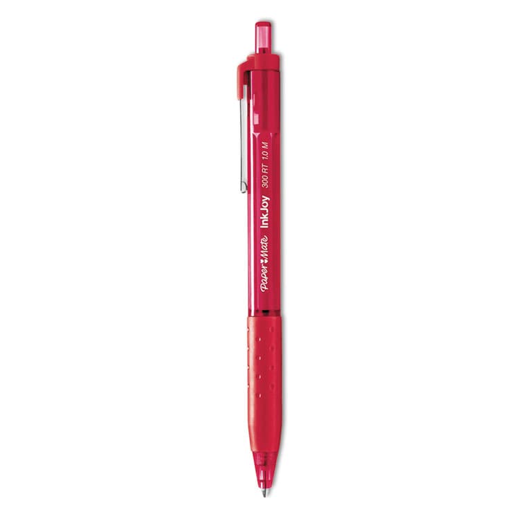SANFORD InkJoy 300 RT Ballpoint Pen, Retractable, Medium 1 mm, Red Ink, Red Barrel, Dozen (PAP1951258)