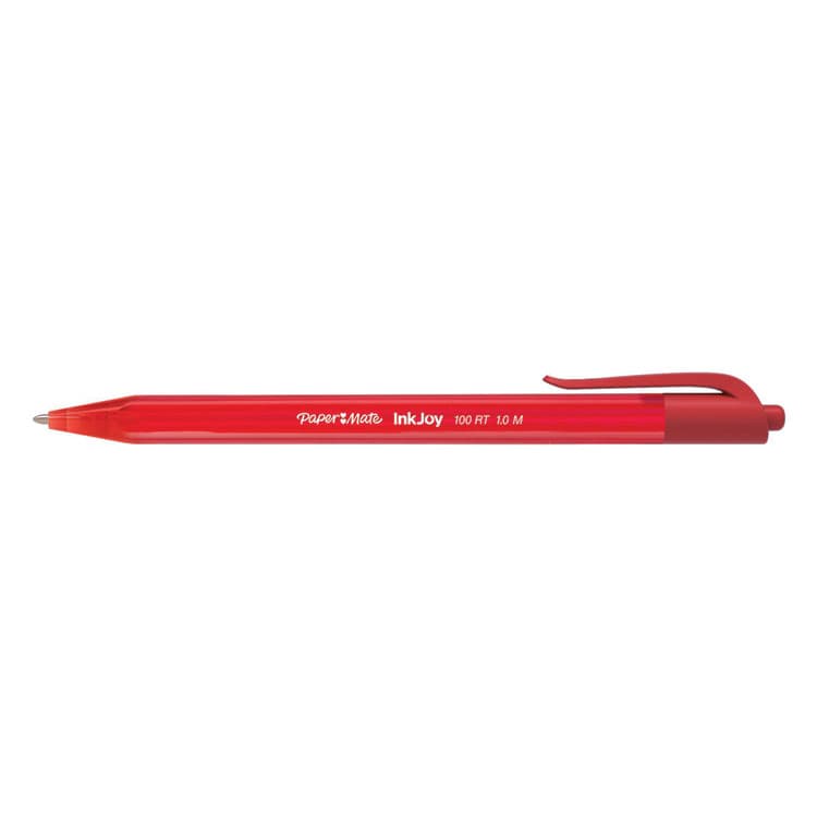 SANFORD InkJoy 100 RT Ballpoint Pen, Retractable, Medium 1 mm, Red Ink, Translucent Red Barrel, Dozen (PAP1951252) thumbnail 3